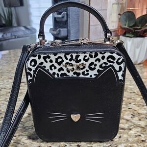 kate spade Black Cat Crossbody with Leopard Accent